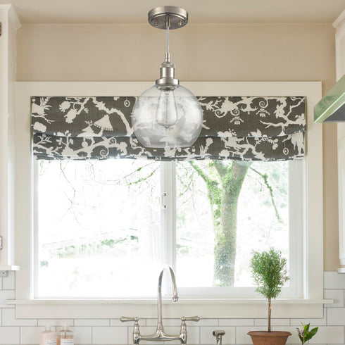 Modern Kitchen Glass Globe Pendant Light Brushed Nickel