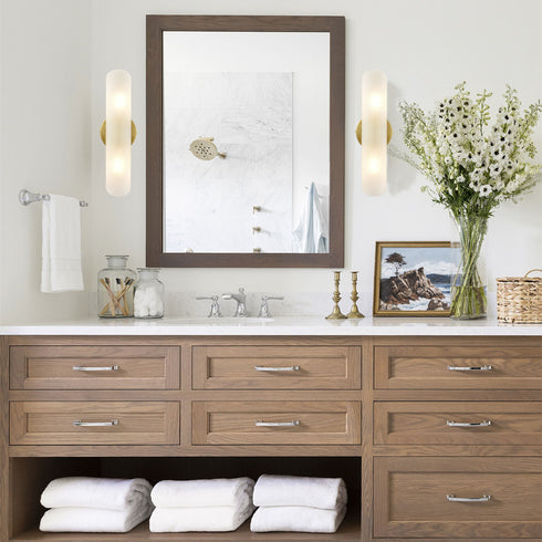 Modern Brass 2-Light Cylinder Sconce Lighting Set of 2