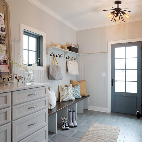 Vintage Sputnik Semi Flush Ceiling Lights, Golden Bronze