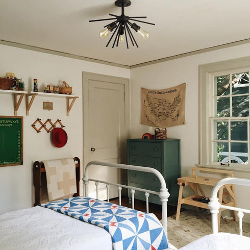 Vintage Sputnik Semi Flush Ceiling Lights, Golden Bronze