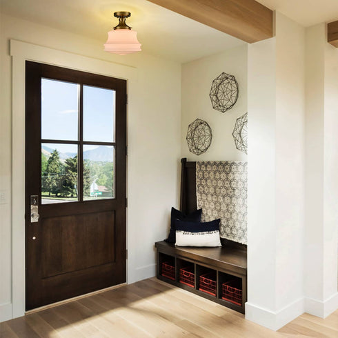 Modern Gold Semi Flush Mount Ceiling Light Schoolhouse Fixture