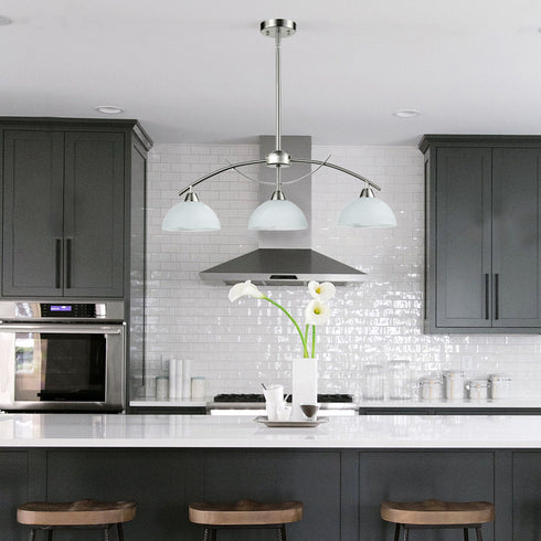 Modern 3-Light Kitchen Pendant Lighting, Brushed Nickel