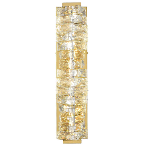 Crystal Gold Bathroom Vanity Lights LED Stainless Steel, 18.5-In