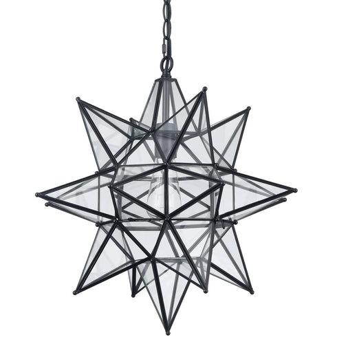 Boho Moravian Star Pendant Light 20 Inch Large Black Hanging Light