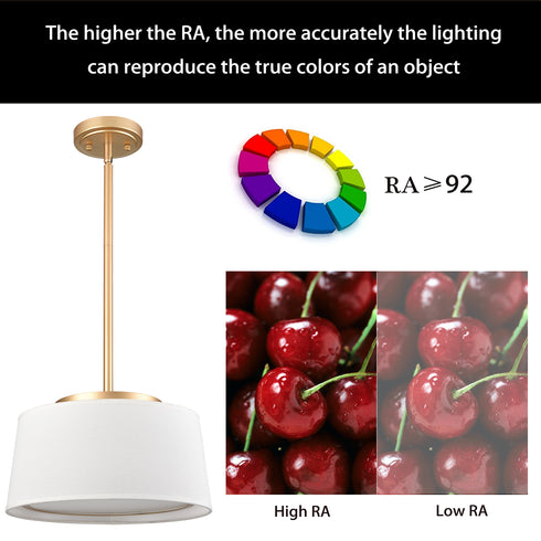 Modern Pendant Light Fabric Drum Shade LED