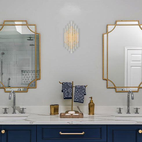 Contemporary Frosted Crystal Wall Sconce Gold Wall Light Fixture