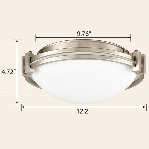 Brushed Nickel Flush Mount Light 2-Light Milk Glass Ceiling Light