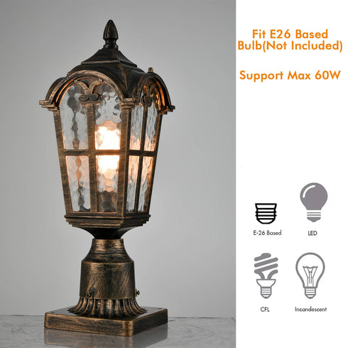 Farmhouse Outdoor Post Light Fixture Pole Lantern Antique Brass