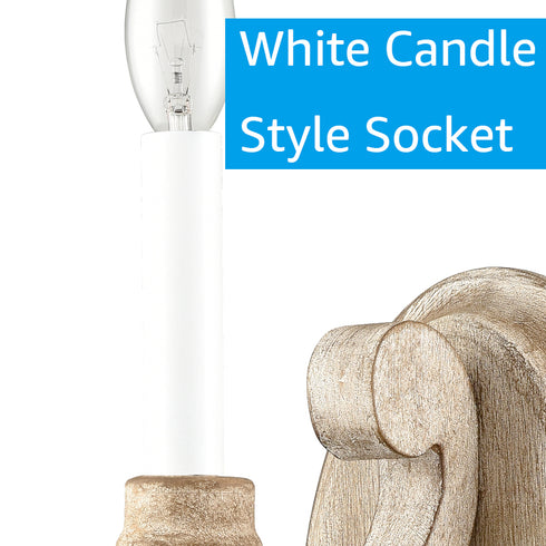 Farmhouse Wood Wall Sconce Candle Style, Antique White