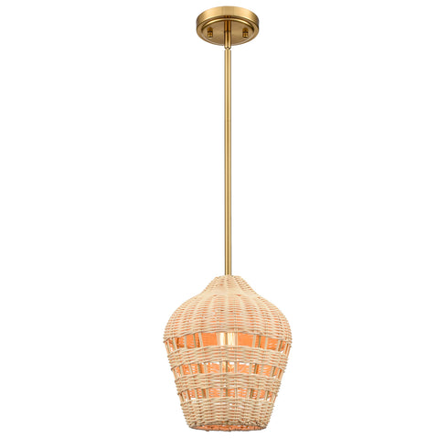 Gold Rattan Pendant Light Boho Hanging Light for Bedroom Living room