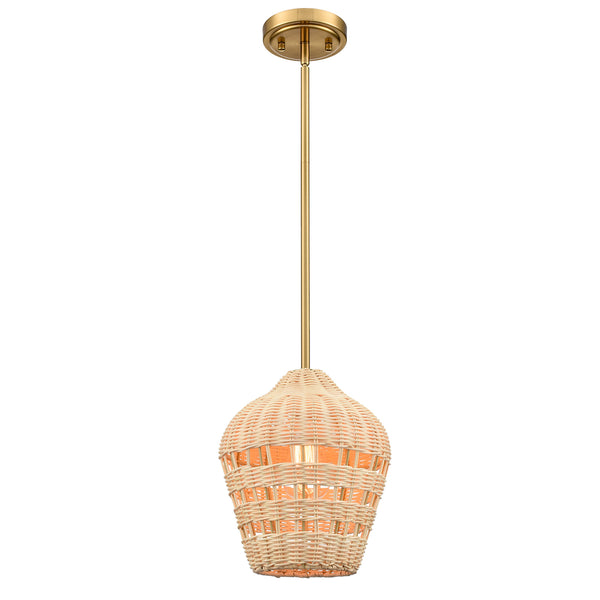 Gold Rattan Pendant Light Boho Hanging Light for Bedroom Living room