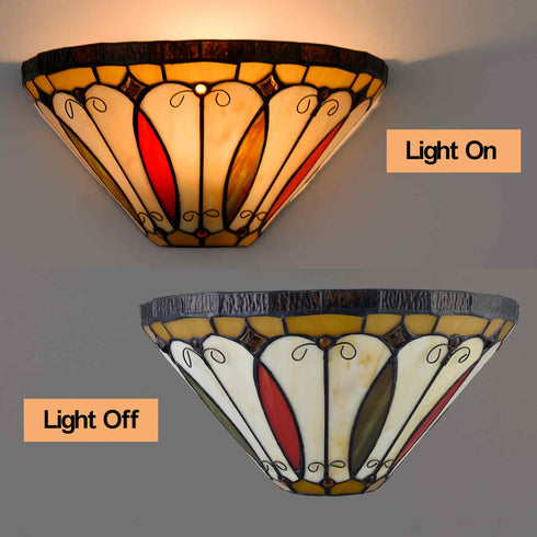 Stained Glass Sconce 12" Wide Tiffany Wall Sconce Light