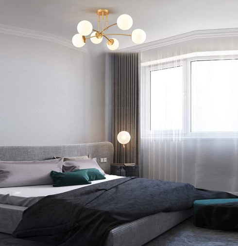 Modern Gold Ceiling Light 6-Light Globe Chandelier
