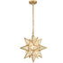 Moravian Star Pendant Chandelier Seeded Glass Gold Light 19 Inches