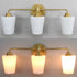 Modern Gold Bathroom Light Fixture 3-Light Milk Glass Vanity Light
