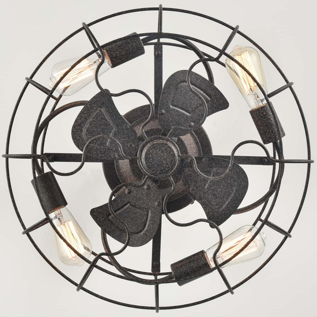 20 Inches Rust Caged Ceiling Fans with Lights Flush Mount Remote Contr ...
