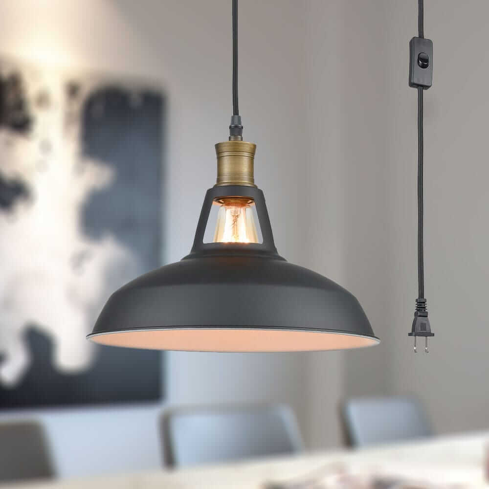Industrial Plug in Pendant Light with On/Off Switch – moose.lighting