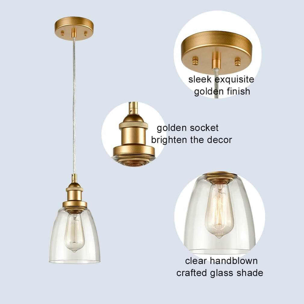 Mini Glass Bell Brass Kitchen Island Pendant Lighting 3 Pack – moose ...