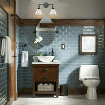 Rustic Mycete Glass 2 Light Hardwired & Plug in Bath Wall Sconce ...