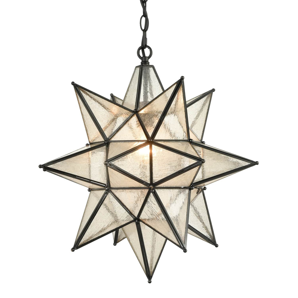 Seeded Glass Industrial Moravian Star Pendant Light 19 Inches moose.lighting